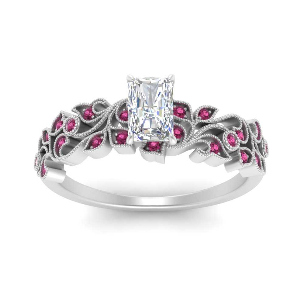 Radiant Cut Filigree Wide Band Engagement Ring