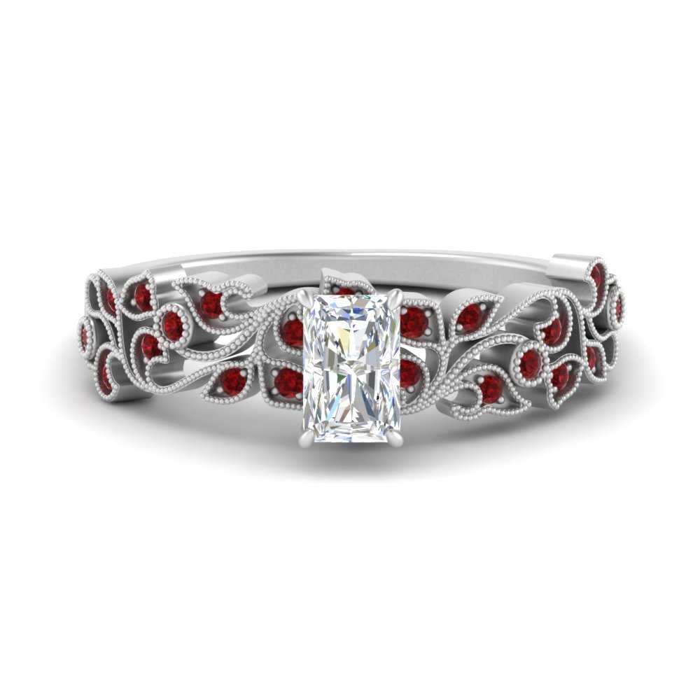 Filigree Wide Band Radiant Diamond Ring