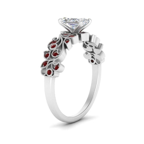Radiant Cut Filigree Wide Band Engagement Ring