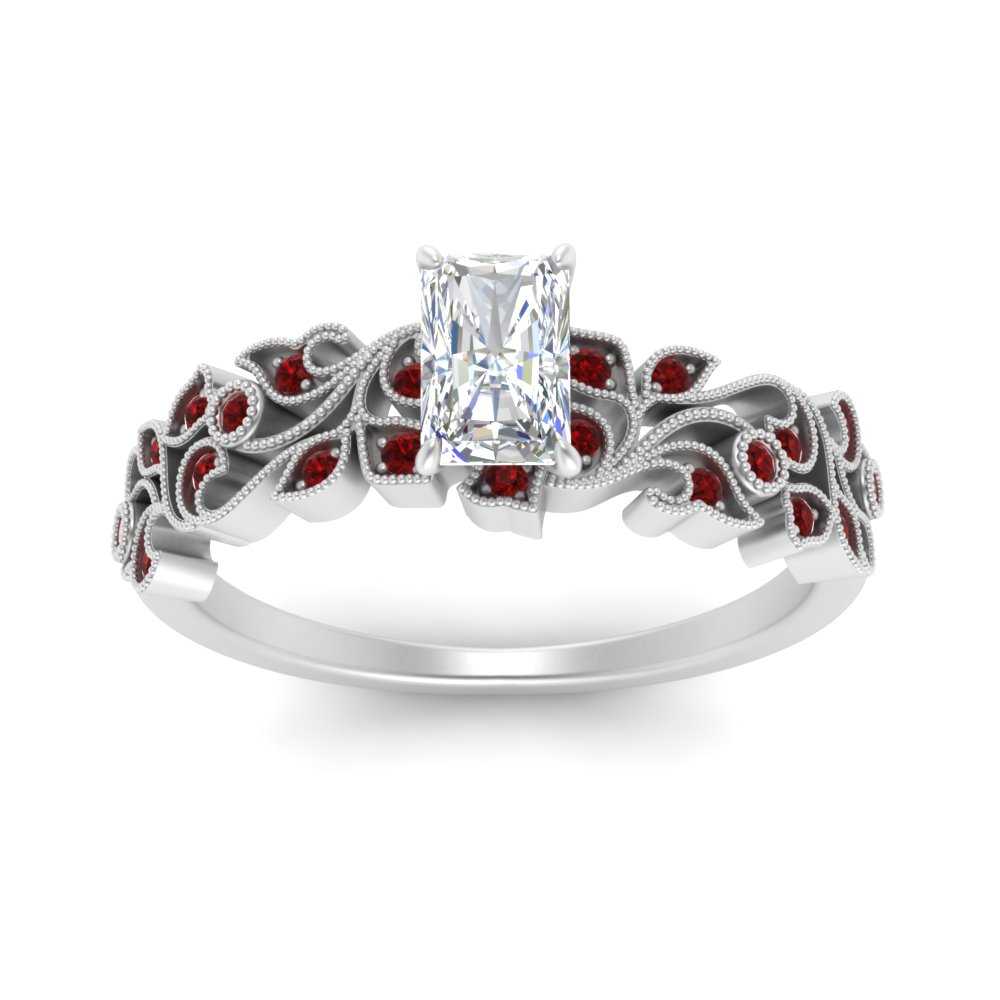 Filigree Wide Band Radiant Diamond Ring