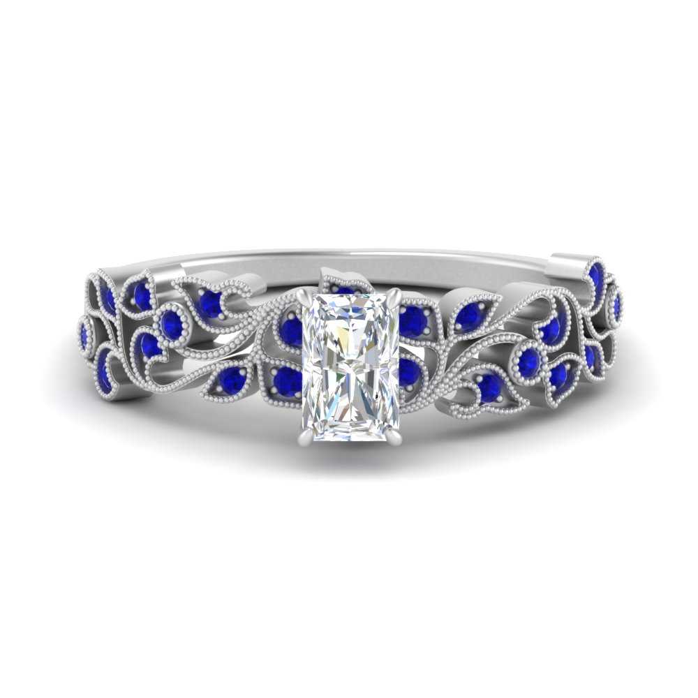 Filigree Wide Band Radiant Diamond Ring