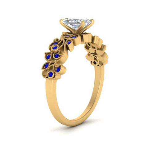 Radiant Cut Filigree Wide Band Engagement Ring
