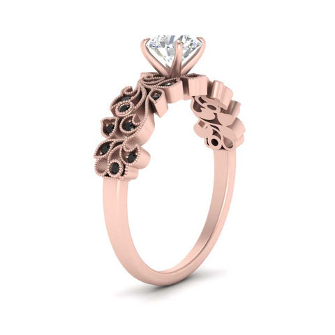 Round Cut Filigree Wide Band Engagement Ring