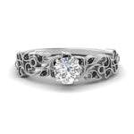 Load image into Gallery viewer, Round Cut Filigree Wide Band Engagement Ring
