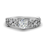 Load image into Gallery viewer, Round Cut Filigree Wide Band Engagement Ring
