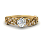 Load image into Gallery viewer, Filigree Wide Band Round Diamond Ring