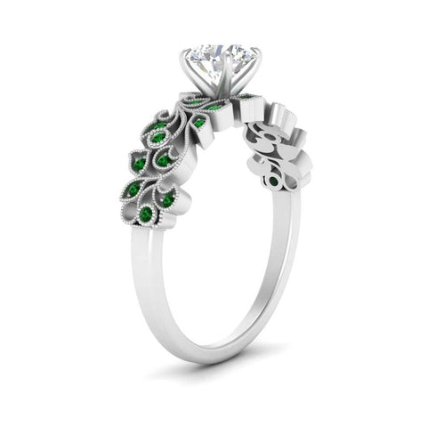 Round Cut Filigree Wide Band Engagement Ring