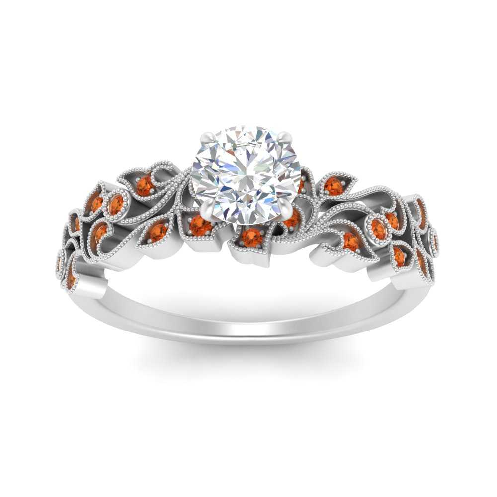 Filigree Wide Band Round Diamond Ring