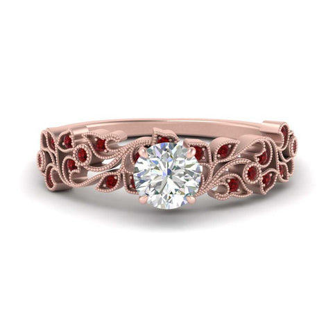 Filigree Wide Band Round Diamond Ring