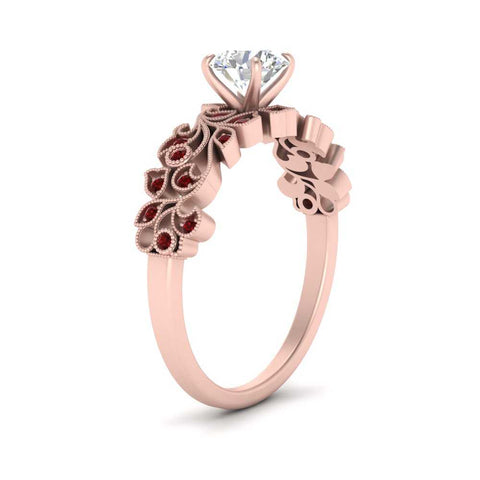 Round Cut Filigree Wide Band Engagement Ring