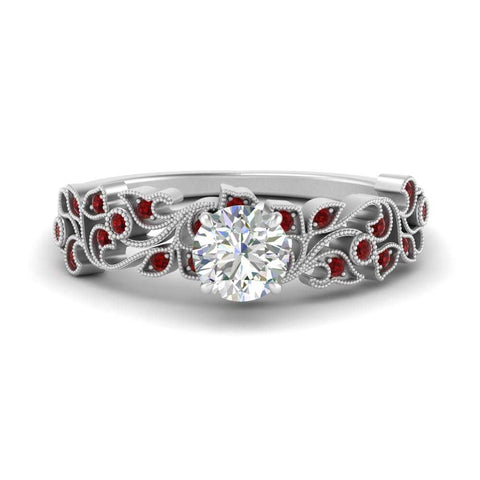Filigree Wide Band Round Diamond Ring