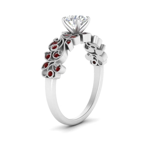 Round Cut Filigree Wide Band Engagement Ring