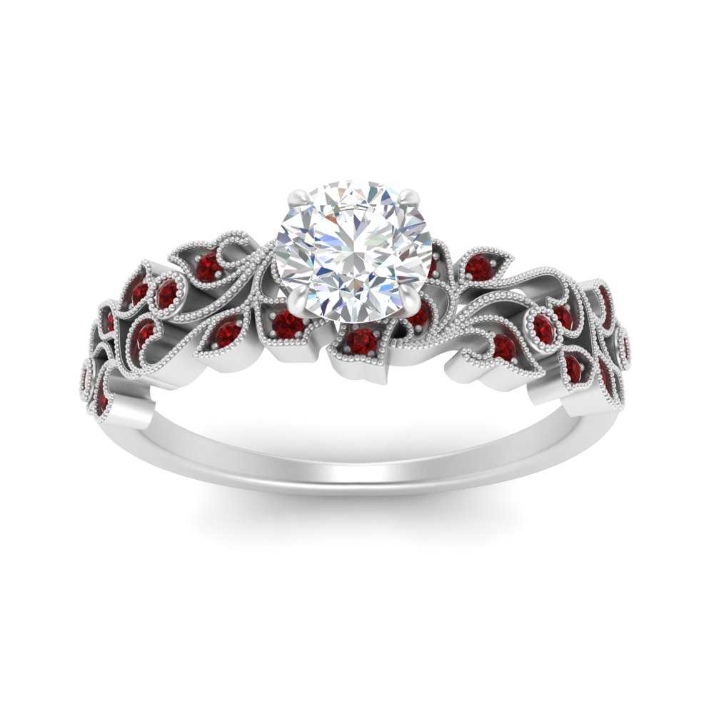 Filigree Wide Band Round Diamond Ring