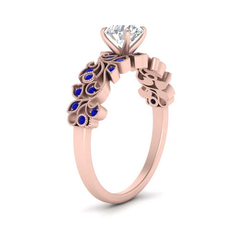 Round Cut Filigree Wide Band Engagement Ring