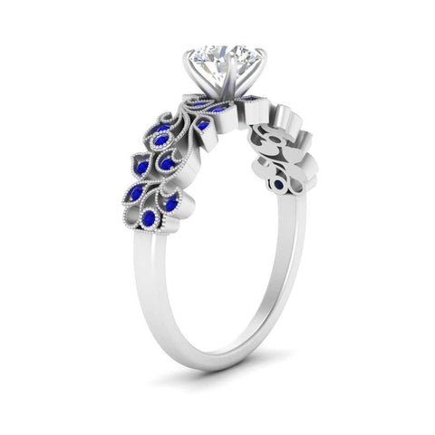 Round Cut Filigree Wide Band Engagement Ring