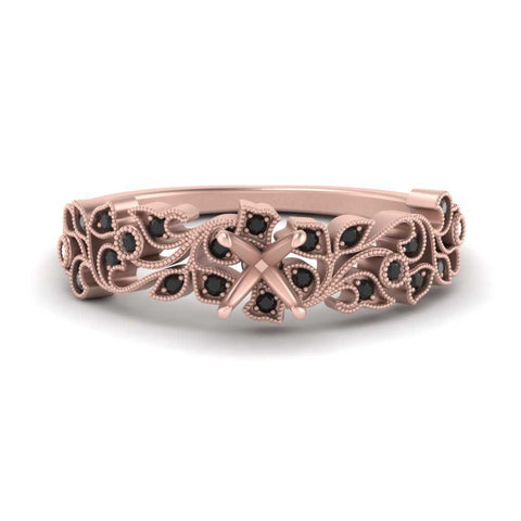 Semi Mount Filigree Wide Band Engagement Ring