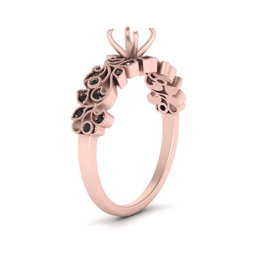 Semi Mount Filigree Wide Band Engagement Ring