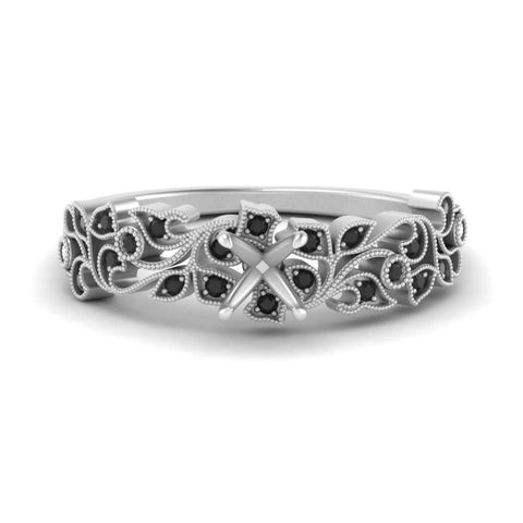 Semi Mount Filigree Wide Band Engagement Ring