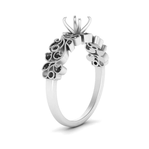 Semi Mount Filigree Wide Band Engagement Ring