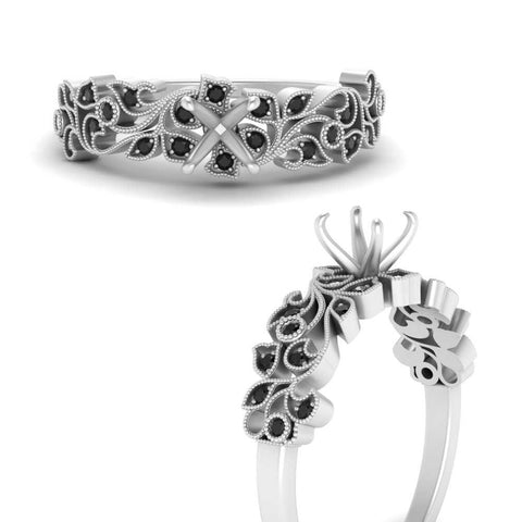 Semi Mount Filigree Wide Band Engagement Ring