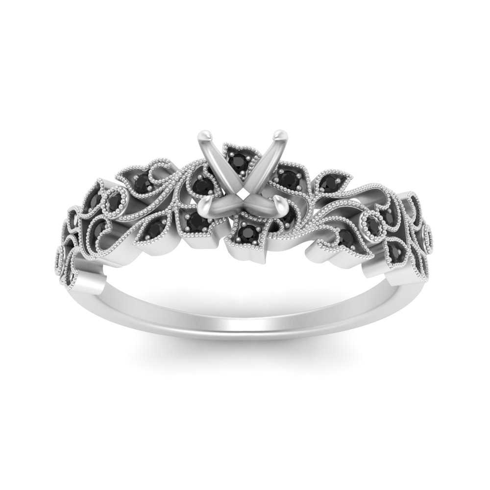 Semi Mount Filigree Wide Band Engagement Ring