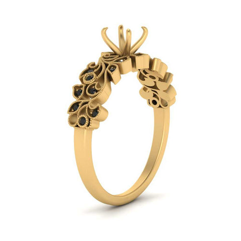 Semi Mount Filigree Wide Band Engagement Ring