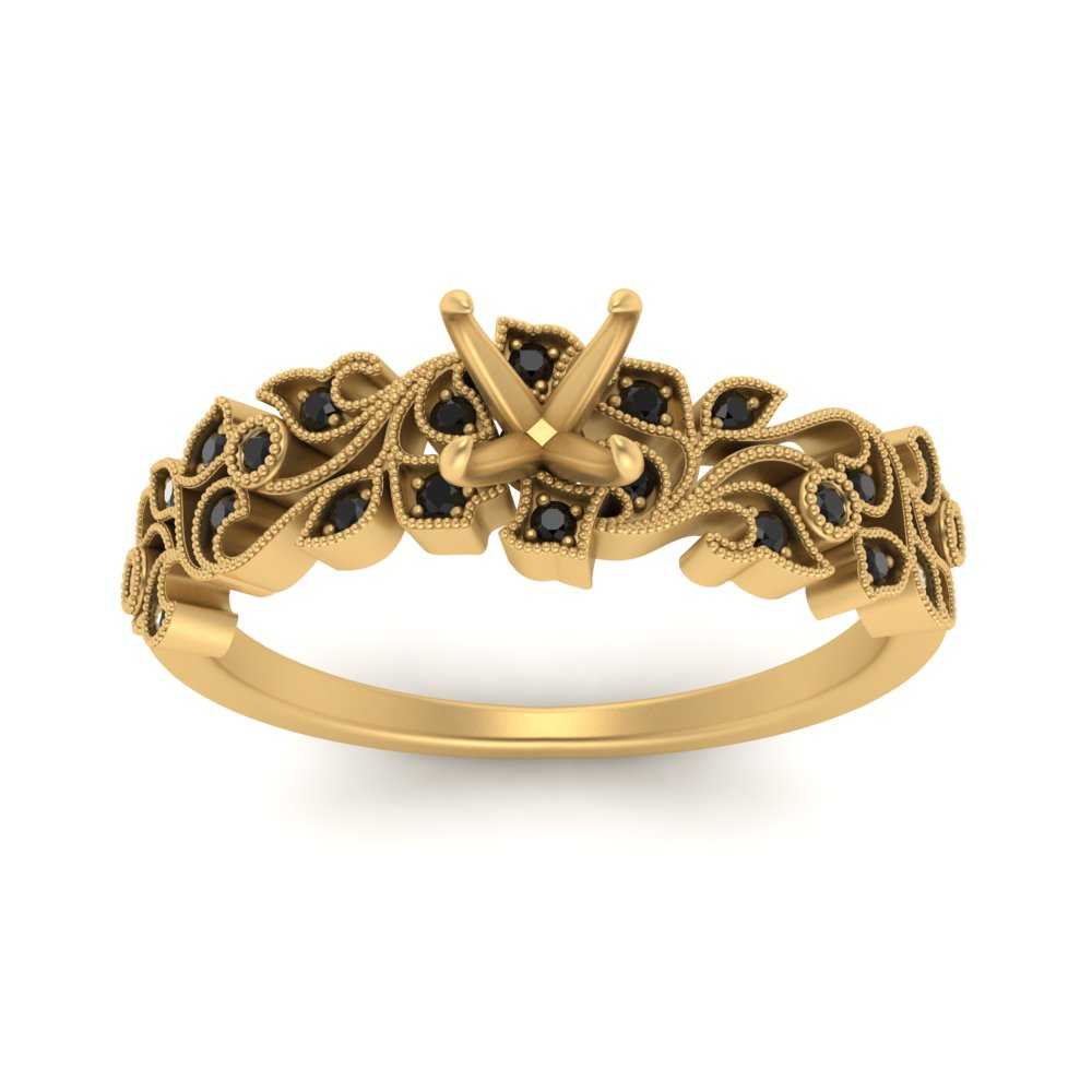 Semi Mount Filigree Wide Band Engagement Ring