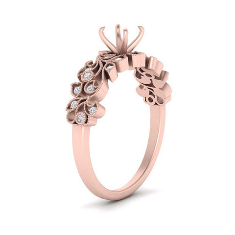 Semi Mount Filigree Wide Band Engagement Ring