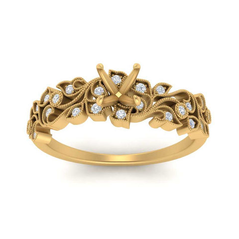 Semi Mount Filigree Wide Band Engagement Ring