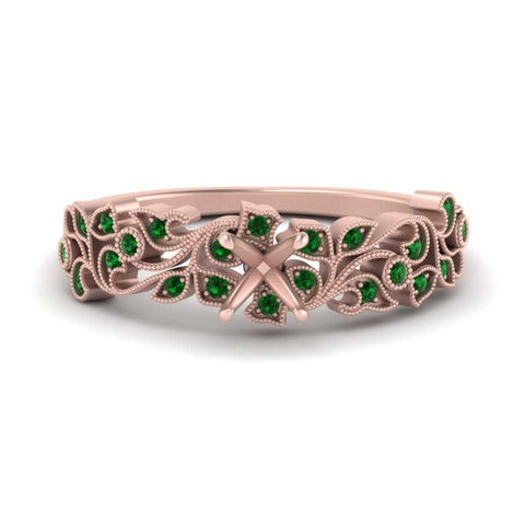 Semi Mount Filigree Wide Band Engagement Ring