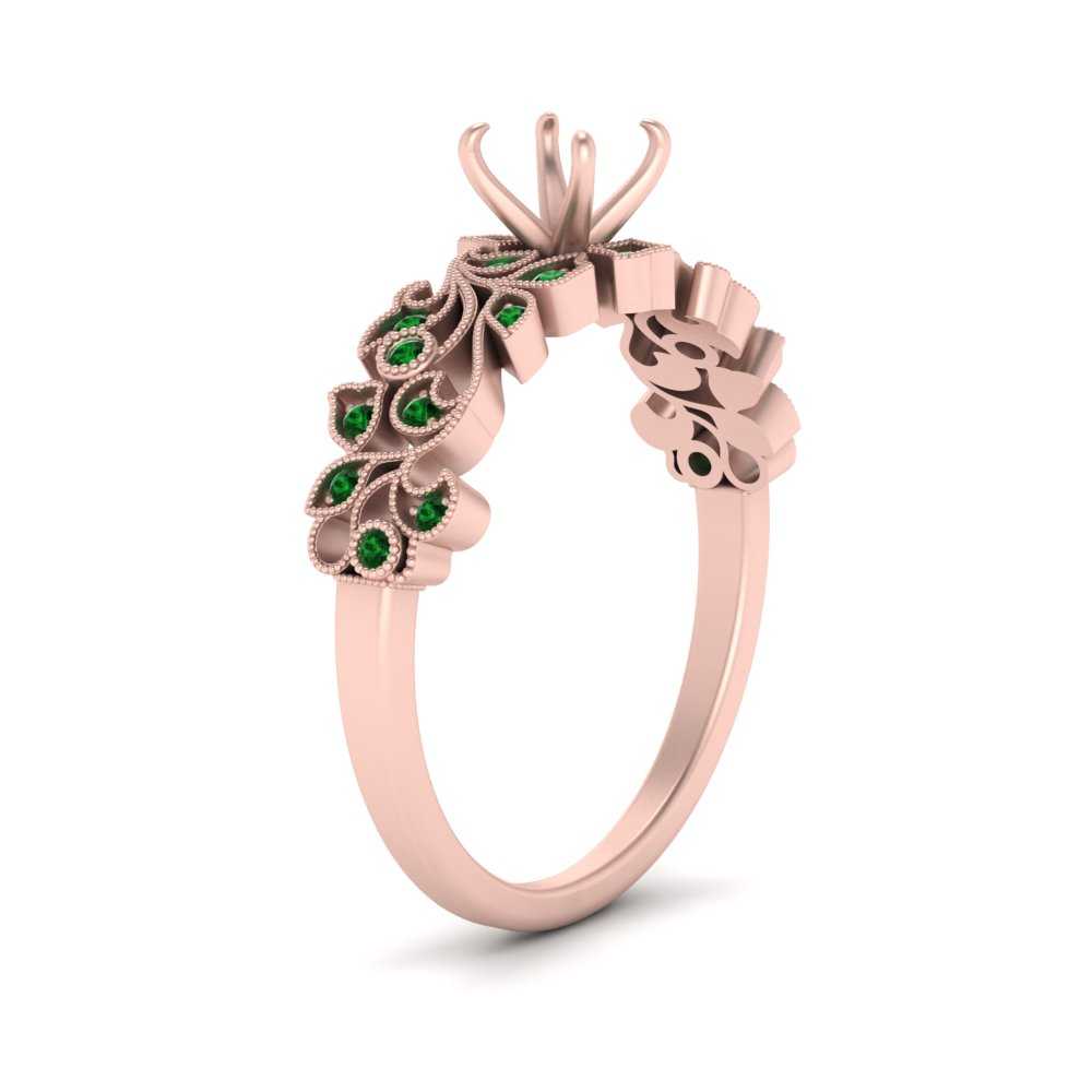 Semi Mount Filigree Wide Band Engagement Ring