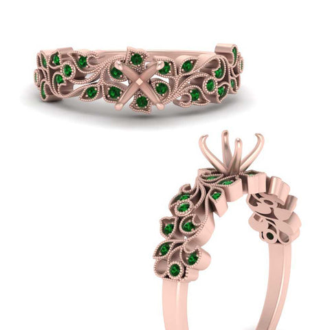 Semi Mount Filigree Wide Band Engagement Ring