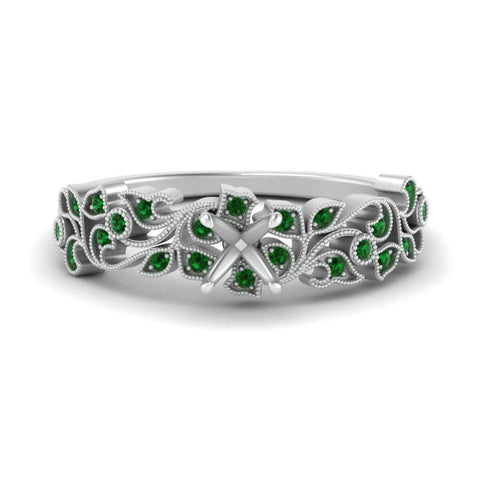 Semi Mount Filigree Wide Band Engagement Ring