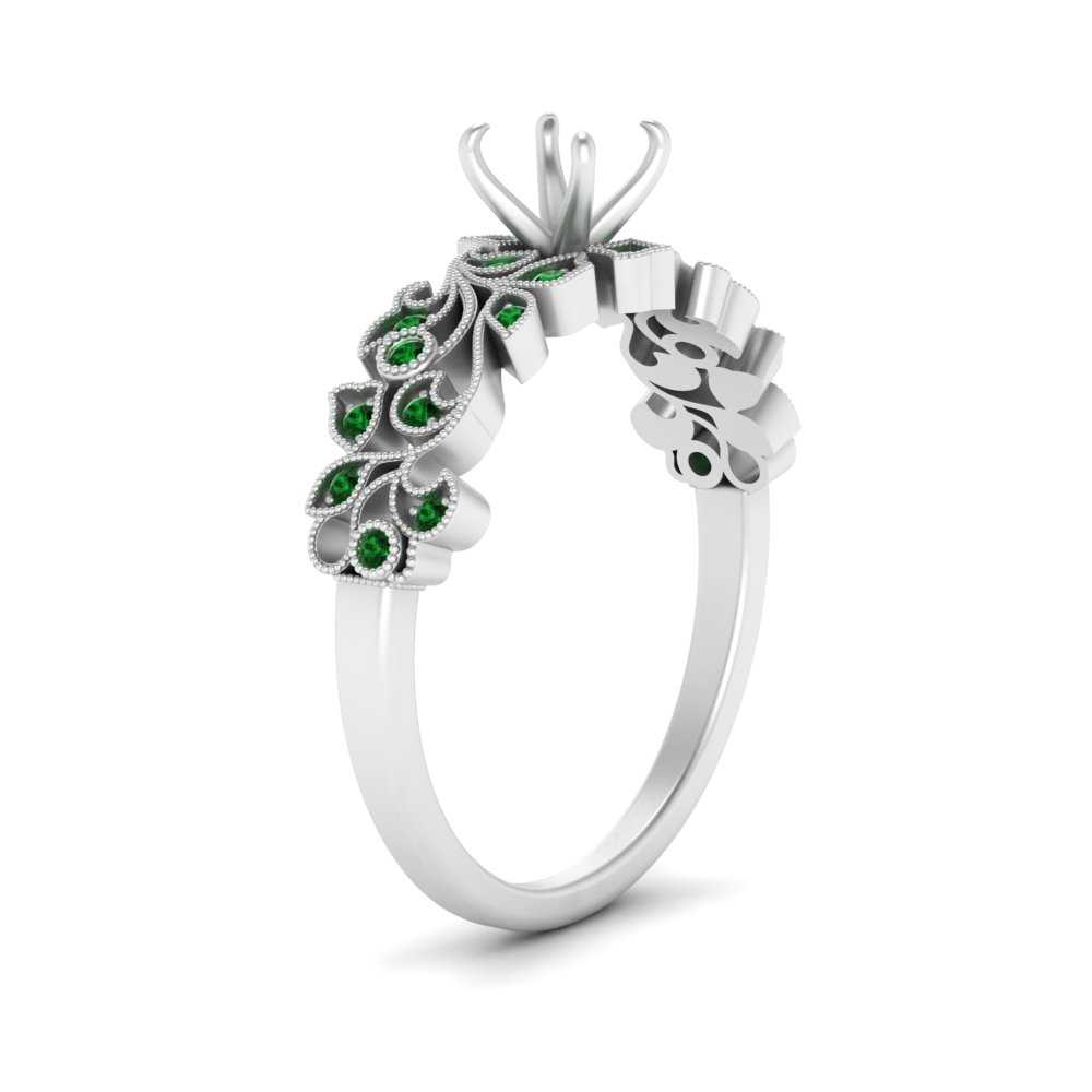 Semi Mount Filigree Wide Band Engagement Ring