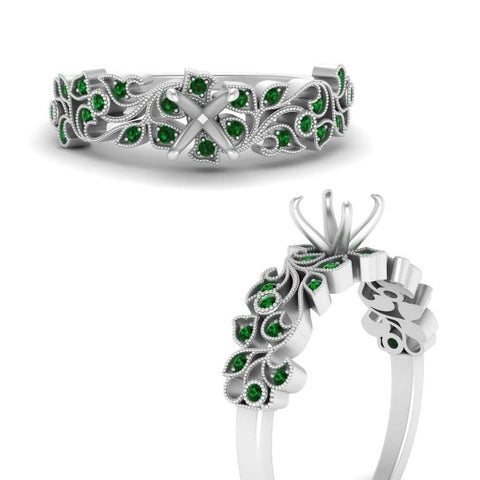 Semi Mount Filigree Wide Band Engagement Ring