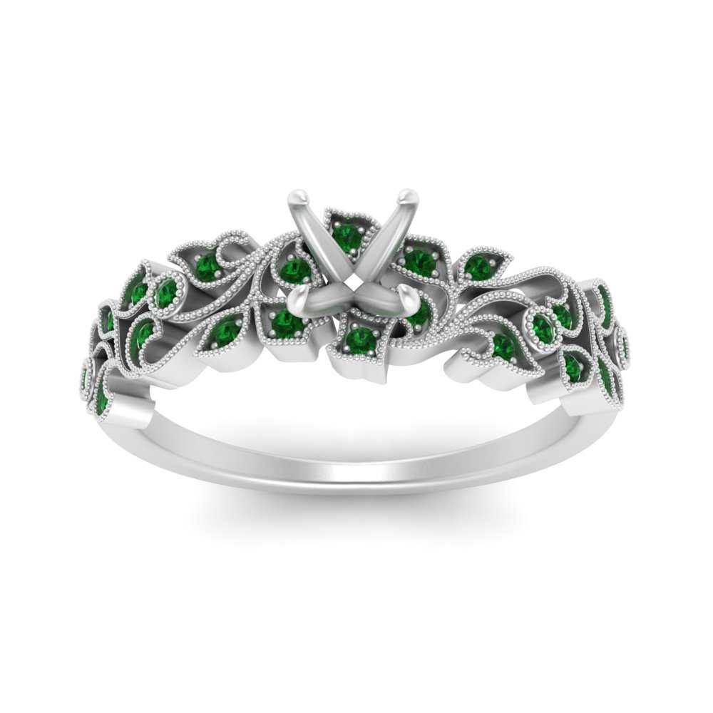 Semi Mount Filigree Wide Band Engagement Ring