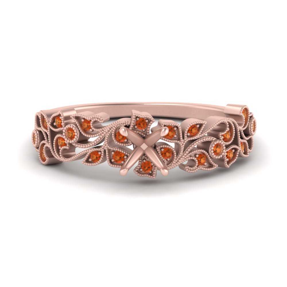 Semi Mount Filigree Wide Band Engagement Ring