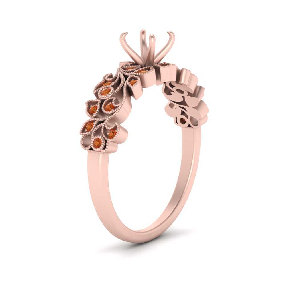 Semi Mount Filigree Wide Band Engagement Ring