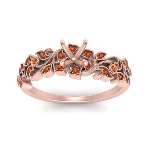Semi Mount Filigree Wide Band Engagement Ring
