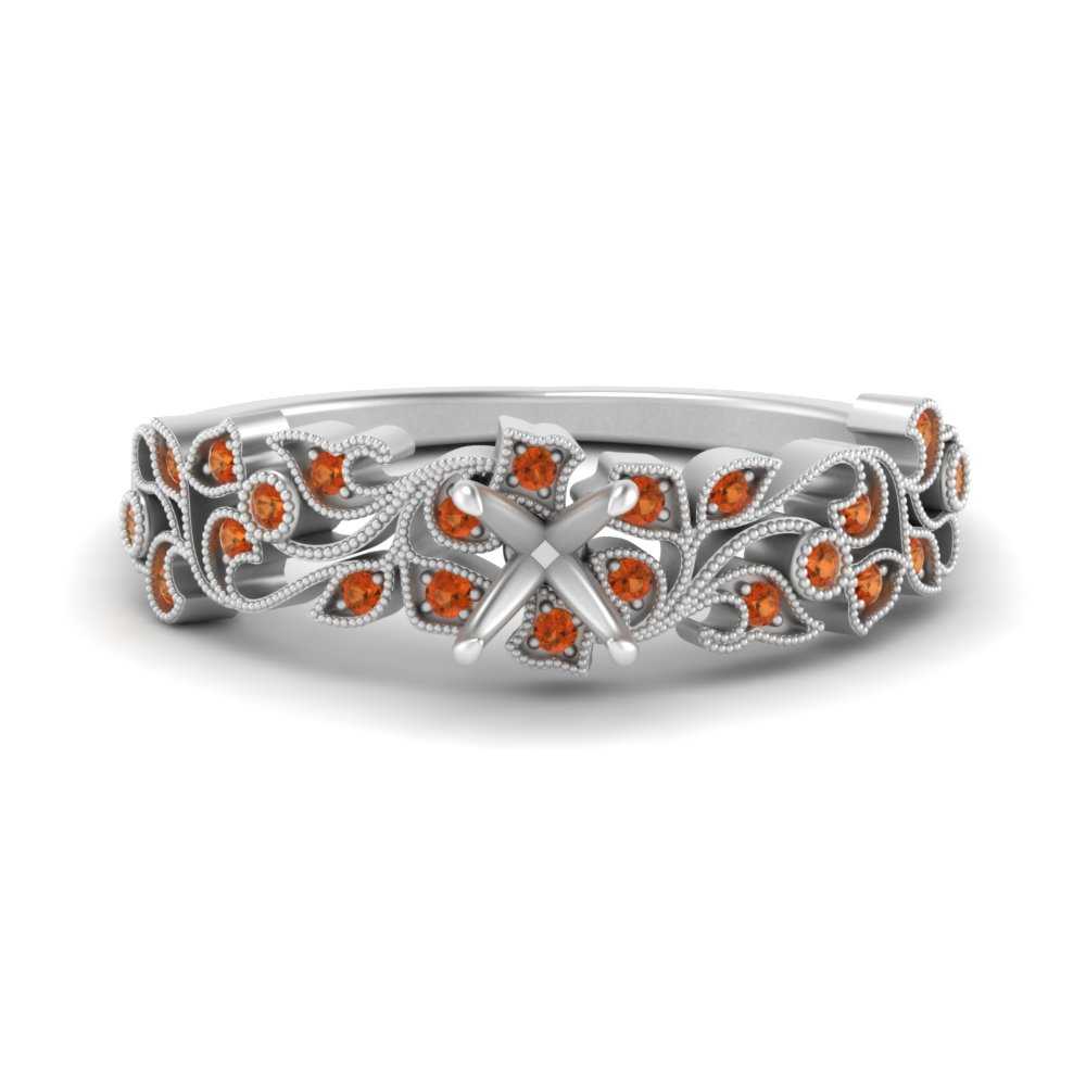 Semi Mount Filigree Wide Band Engagement Ring