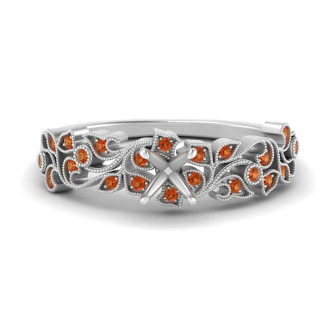 Semi Mount Filigree Wide Band Engagement Ring