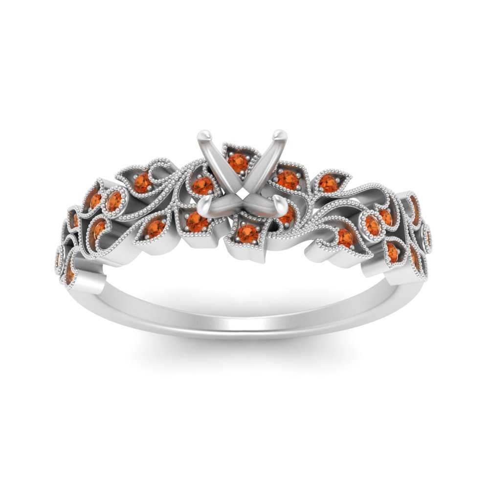 Semi Mount Filigree Wide Band Engagement Ring