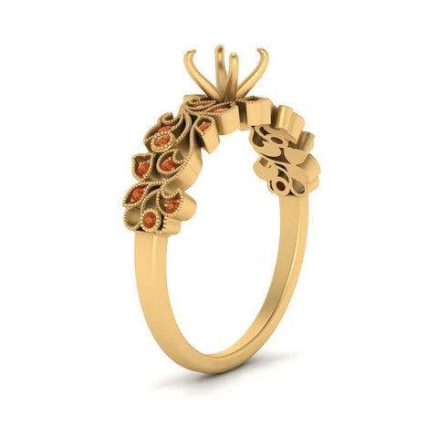 Semi Mount Filigree Wide Band Engagement Ring