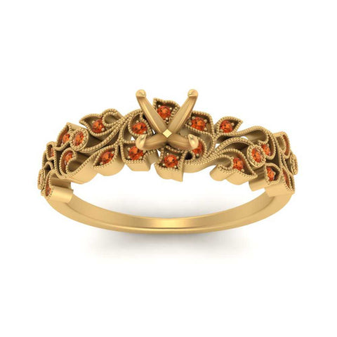 Semi Mount Filigree Wide Band Engagement Ring