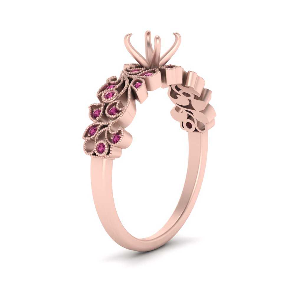 Semi Mount Filigree Wide Band Engagement Ring