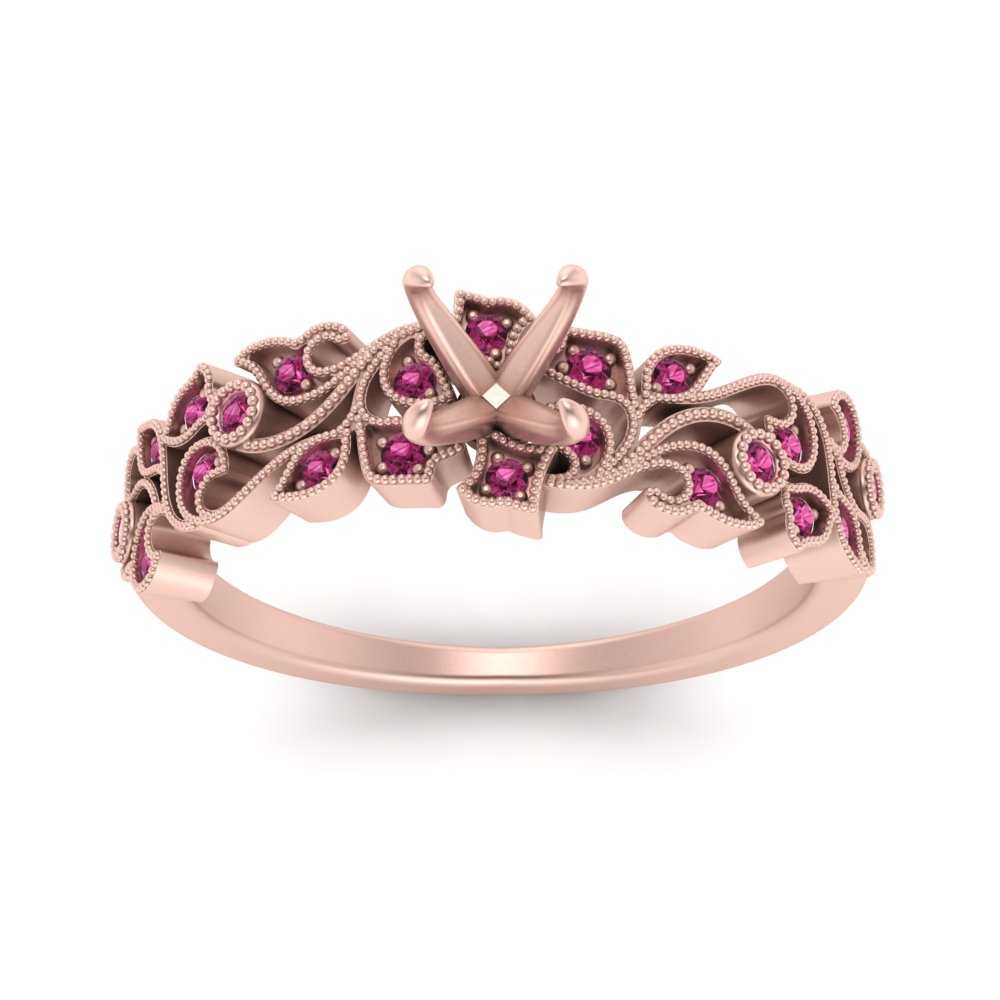 Semi Mount Filigree Wide Band Engagement Ring