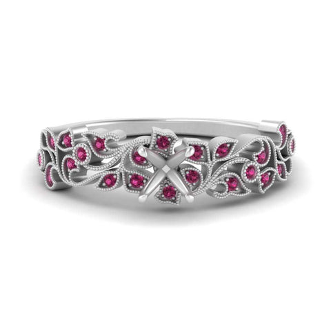 Semi Mount Filigree Wide Band Engagement Ring