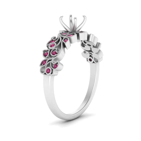 Semi Mount Filigree Wide Band Engagement Ring