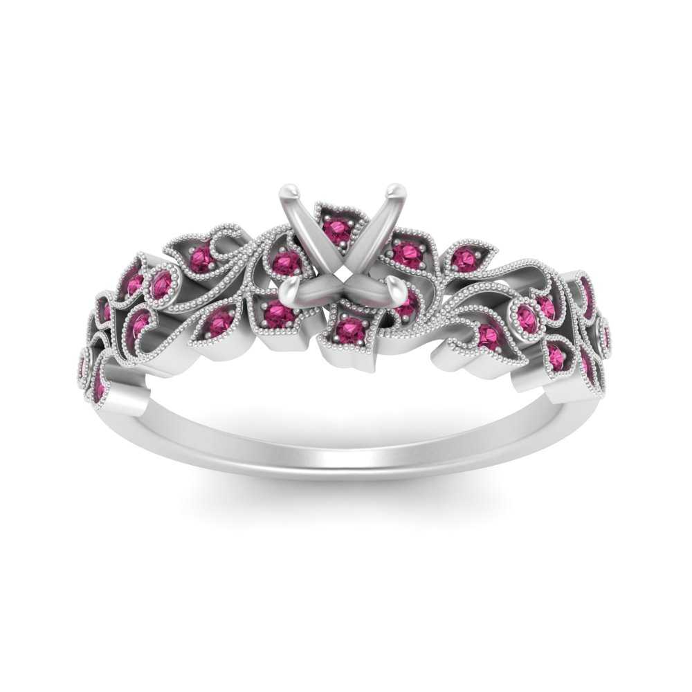 Semi Mount Filigree Wide Band Engagement Ring