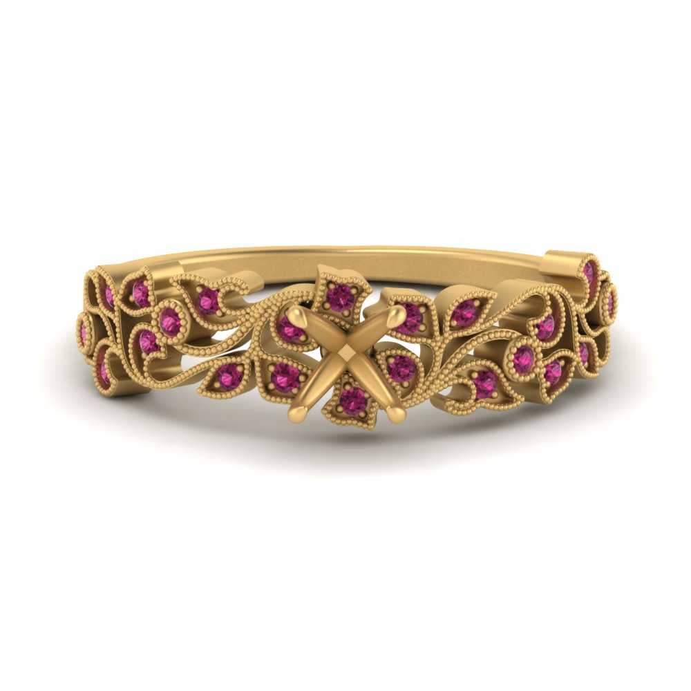 Semi Mount Filigree Wide Band Engagement Ring